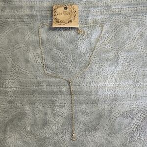 Wildflowers Gold Anchor Lariat Necklace with Drop Charm